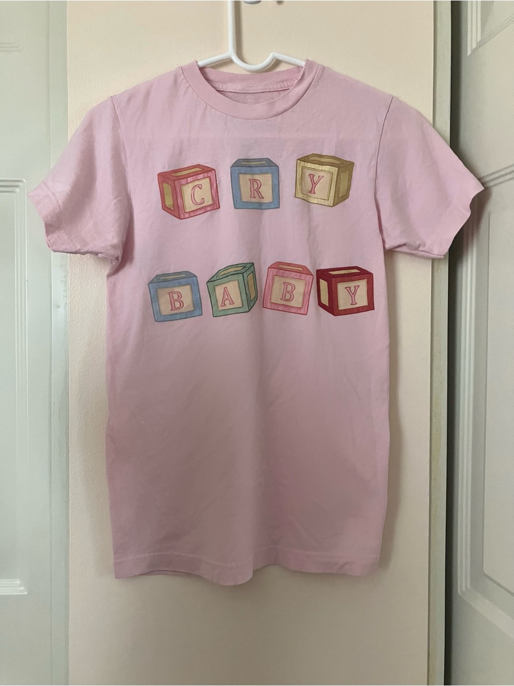 Melanie Martinez Soft Pink Short Sleeve Tee with 'Cry Baby' Block Graphic
